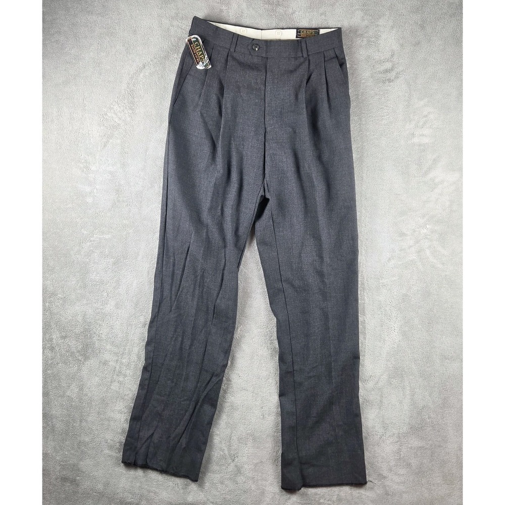 NEW VTG 90s Ralph Lauren Chaps Unhemmed Gray Mens 30x35 Wool Dress PleatedPants